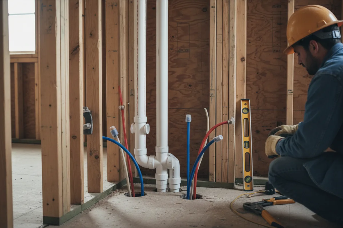 Drain and supply rough-in during Drain Cleaning in Ledbetter