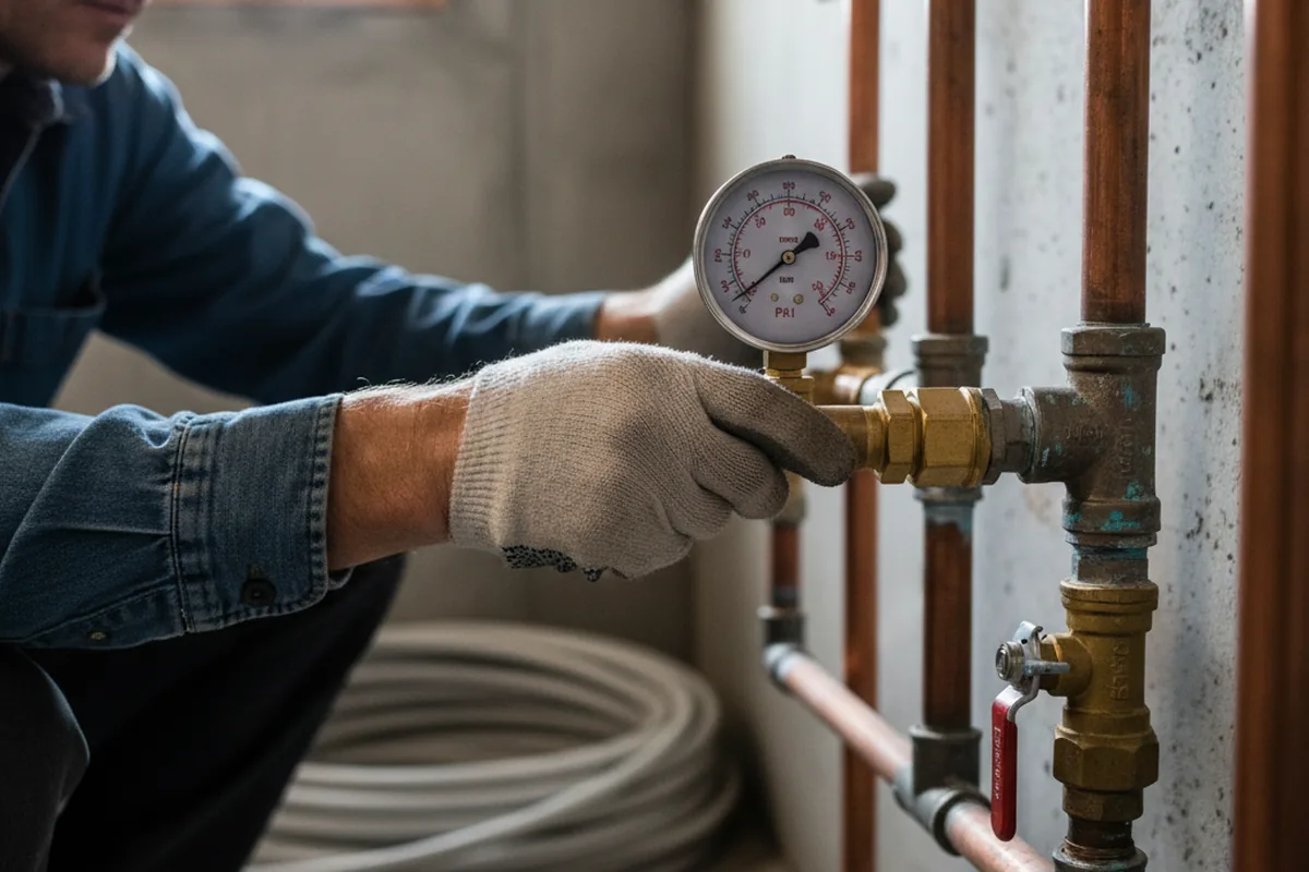Pressure testing a repaired line during Water Line Repair in Ledbetter